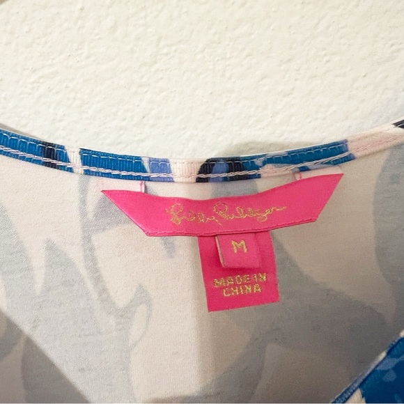 Lilly Pulitzer Ophelia Dress Blue Pink Tropics Print Size Medium M - Picture 3 of 6